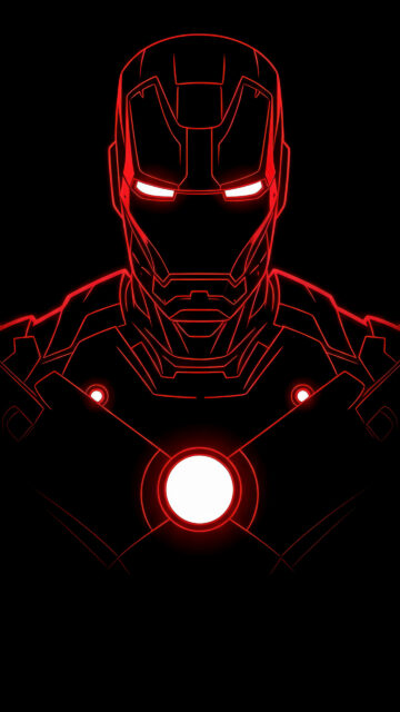 Glowing Red Iron Man Armor Outline Mobile Wallpaper