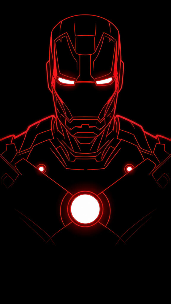 Glowing Red Iron Man Armor Outline Mobile Wallpaper