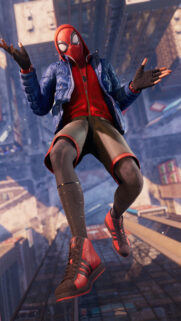 Miles Morales Spider-Man Falling Action Mobile Wallpaper