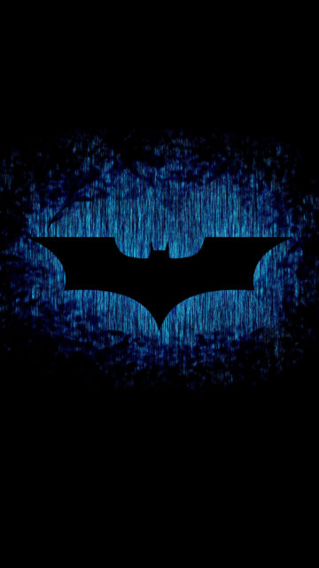 Minimalist Blue Textured Batman Symbol Mobile Wallpaper