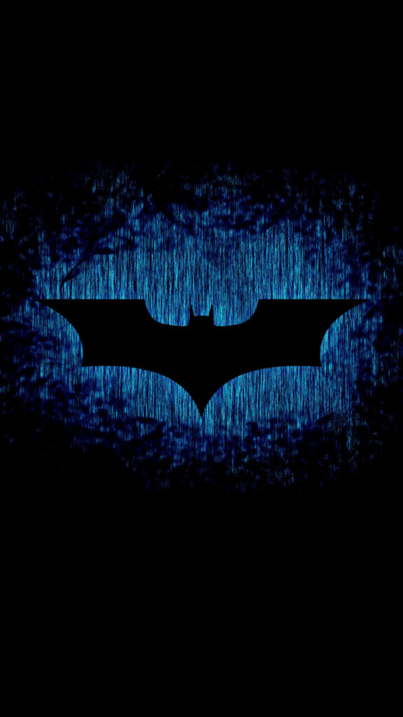 Minimalist Blue Textured Batman Symbol Mobile Wallpaper
