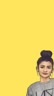 Digital Illustration of a Woman with Bun Hairstyle Mobile Wallpaper