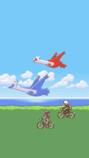 Pokémon Latias and Latios Riding Bike Mobile Wallpaper