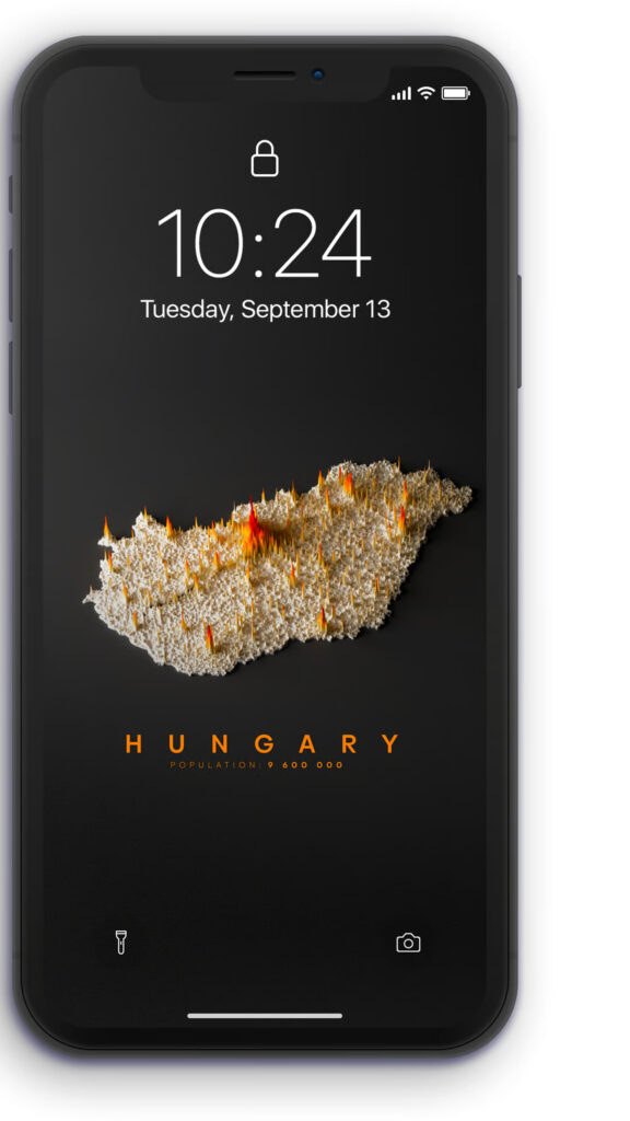 3D Hungary Population Density Map Mobile Wallpaper