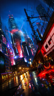 Futuristic Cyberpunk Metropolis Night Mobile Wallpaper