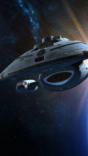Intrepid Class Starship Deep Space Exploration Mobile Wallpaper