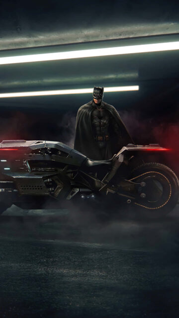 Batman on Batcycle Dark Knight Digital Art Mobile Wallpaper