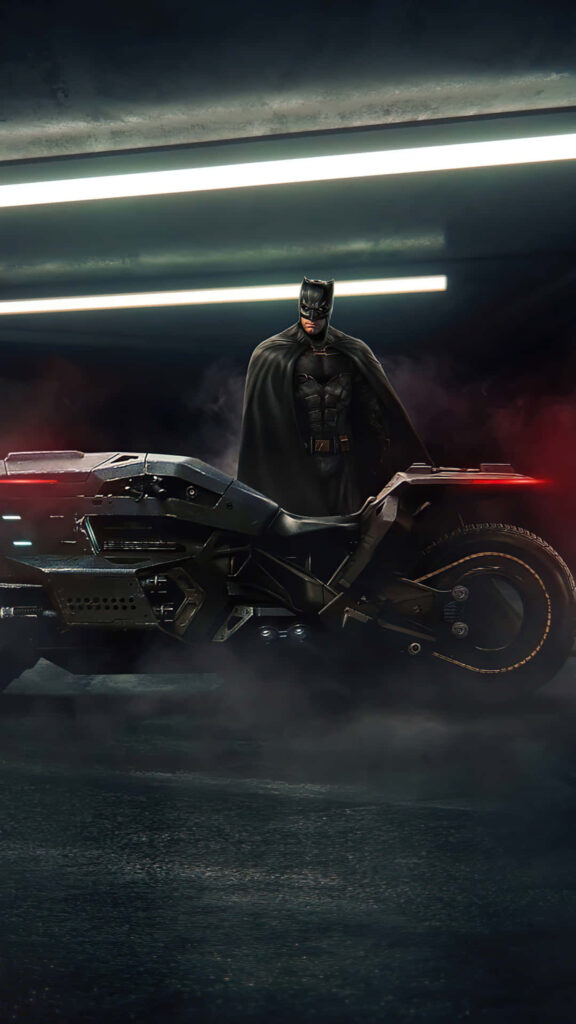 Batman on Batcycle Dark Knight Digital Art Mobile Wallpaper
