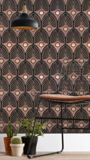 Art Deco Copper and Black Arch Pattern Mobile Wallpaper