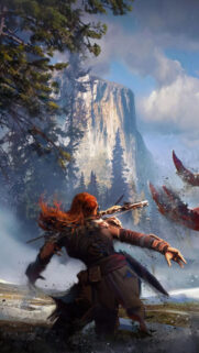 Aloy Horizon Zero Dawn Action Scene Mobile Wallpaper