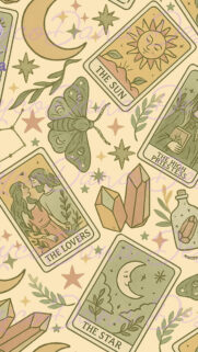 Mystic Tarot Cards and Celestial Crystal Aesthetic Phone Wallpaper