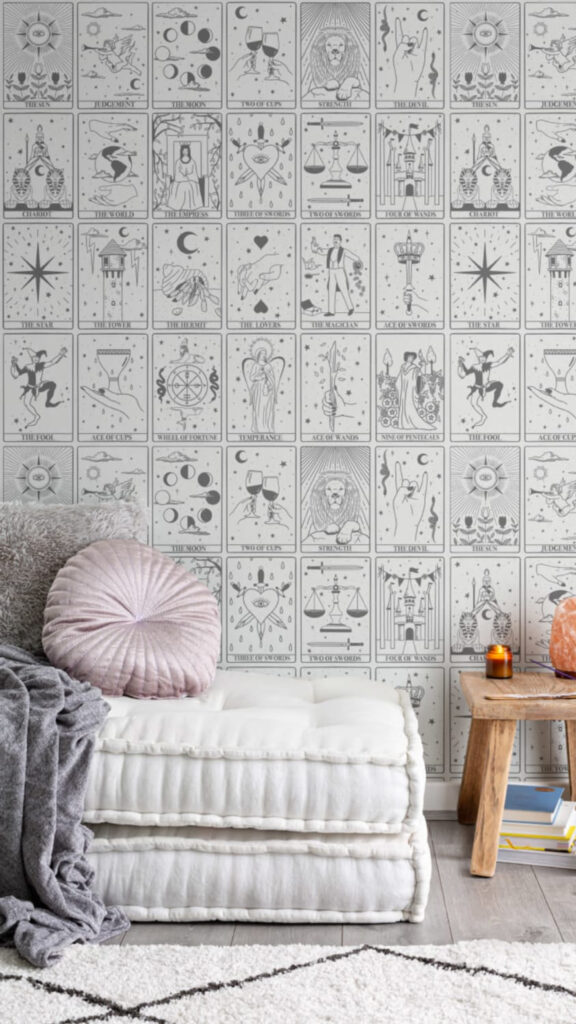 Vintage Tarot Card Deck Aesthetic Spiritual Decor Wall Wallpaper