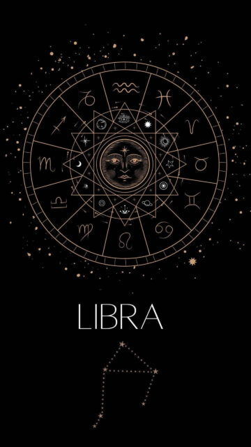 Elegant Libra Zodiac Astrology Constellation and Sun Celestial Wallpaper