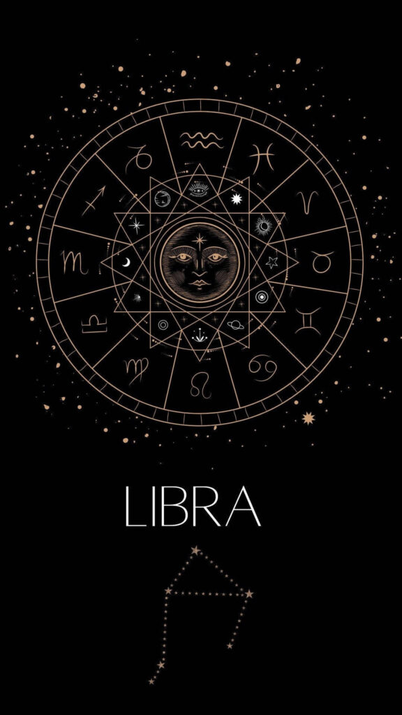 Elegant Libra Zodiac Astrology Constellation and Sun Celestial Wallpaper