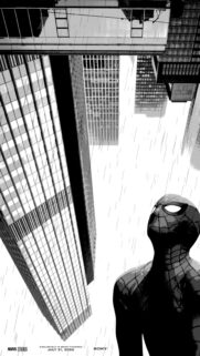 Spider-Man Looking Up at New York Skyline Mobile Wallpaper