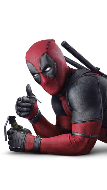 Deadpool Giving a Thumbs Up and Holding a Grenade Mobile Wallpaper