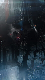 Dystopian Cyberpunk City Vertical Mobile Wallpaper