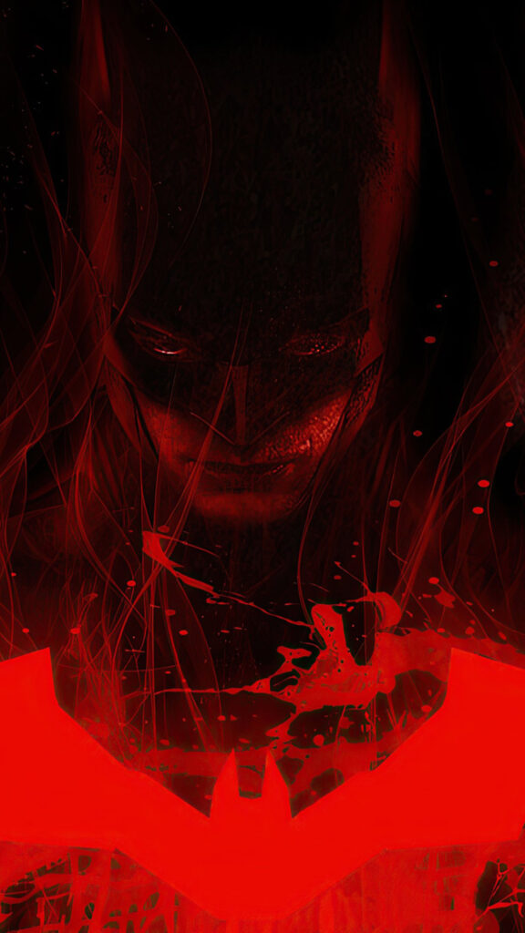Dark Red Batman Silhouette Artistic Mobile Wallpaper
