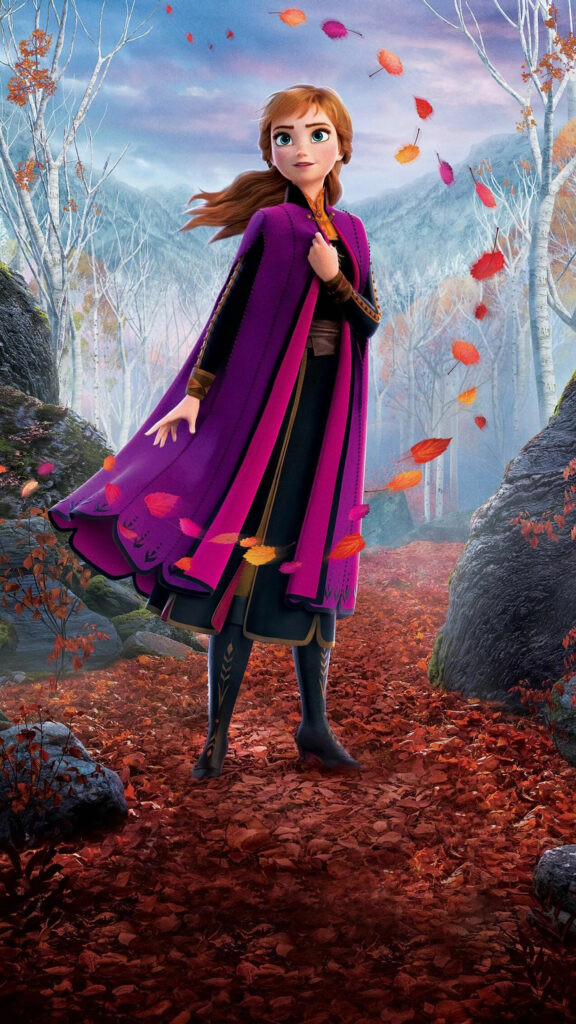 Anna from Frozen 2 Standing in Autumn Forest Mobile Wallpaper