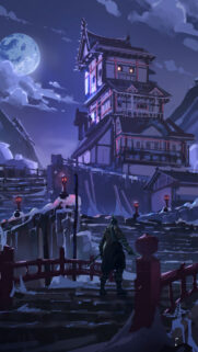Sekiro Samurai Night Castle Phone Wallpaper