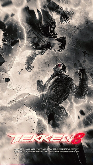 Kazuya vs Jin Mishima Electric Clash Vertical Mobile Wallpaper