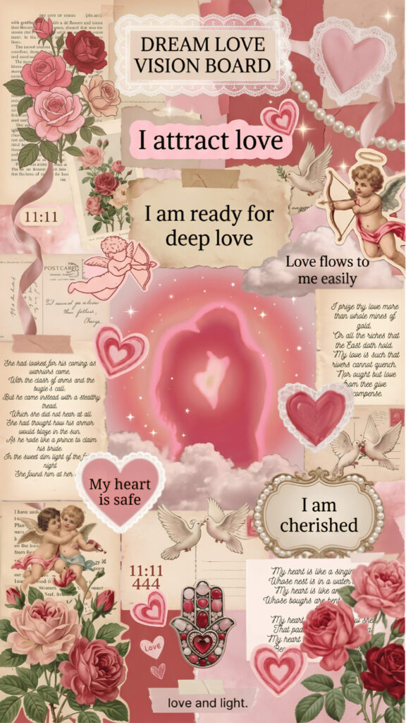 Dream Love Vision Board Aesthetic for Manifesting Healthy Relationships Wallpaper