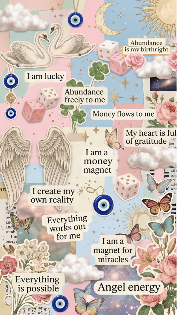Manifestation Vision Board Aesthetic for Wealth and Abundance Wallpaper