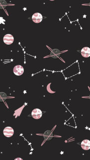 Sagittarius Constellation Aesthetic Pink and Black Space Wallpaper