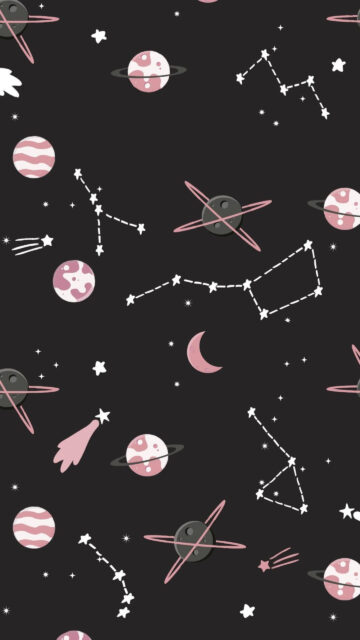 Sagittarius Constellation Aesthetic Pink and Black Space Wallpaper