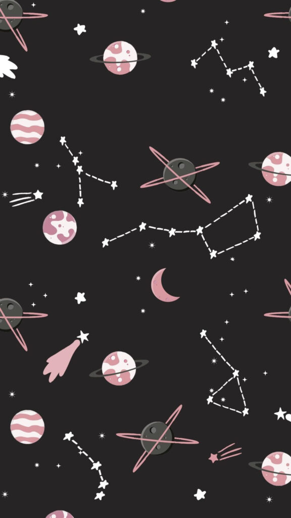Sagittarius Constellation Aesthetic Pink and Black Space Wallpaper