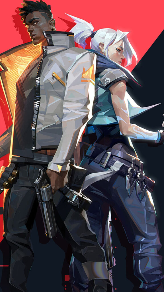 Valorant Phoenix and Jett Action Mobile Wallpaper
