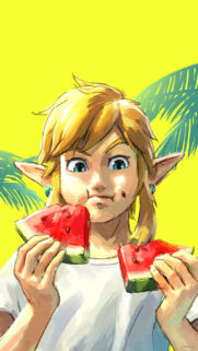 Link Eating Watermelon The Legend of Zelda Mobile Wallpaper