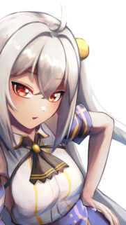Anime Girl with Silver Hair and Red Eyes Vertical Mobile Wallpaper