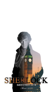 Sherlock Holmes London Double Exposure Phone Wallpaper