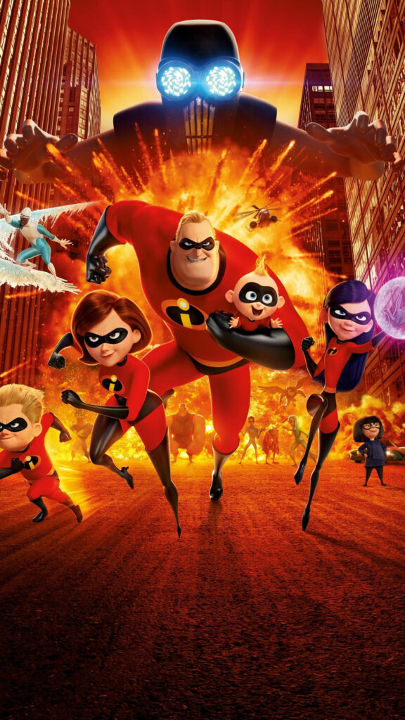 The Incredibles 2 Characters Explosive Action Mobile Wallpaper