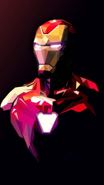 Polygonal Iron Man Minimalist Artistic Style Mobile Wallpaper
