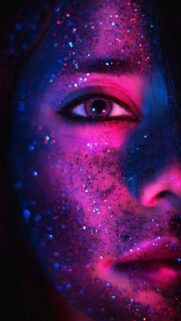 Surreal Neon Glitter Fantasy Woman Face Mobile Wallpaper