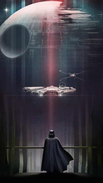 Darth Vader Watching Millennium Falcon Mobile Wallpaper