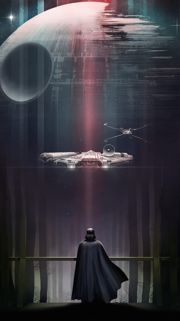 Darth Vader Watching Millennium Falcon Mobile Wallpaper