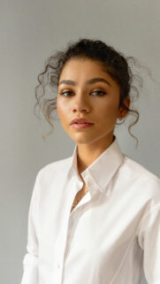 Zendaya Wearing a Crisp White Shirt Minimalist Mobile Wallpaper