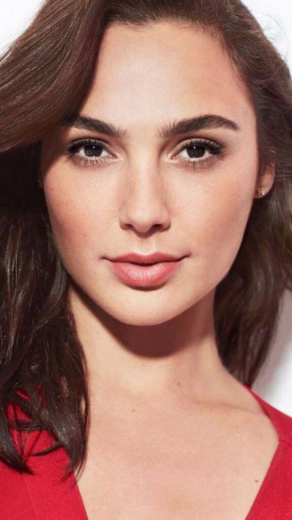 Portrait of Gal Gadot in a Red Top 4K Mobile Wallpaper