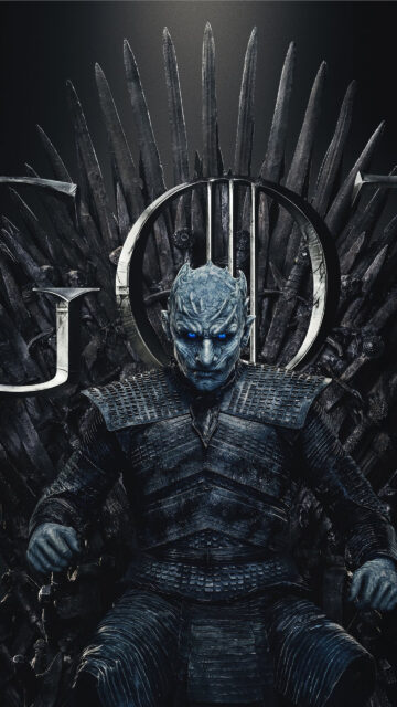 Night King on the Iron Throne 4K Mobile Wallpaper