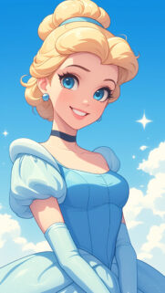Anime Style Princess in Blue Gown Mobile Wallpaper