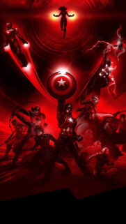 Avengers Heroes Red Silhouette Mobile Wallpaper