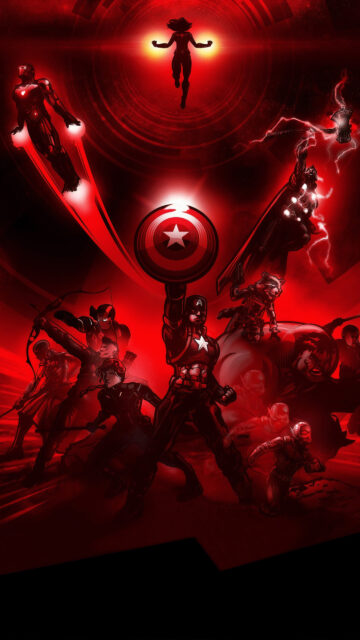 Avengers Heroes Red Silhouette Mobile Wallpaper