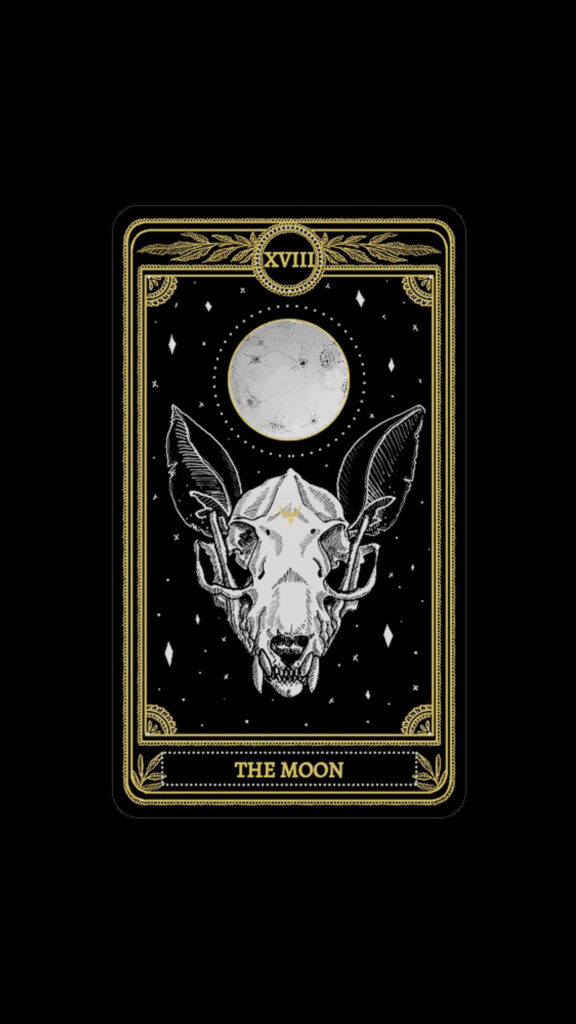 The Moon Tarot Card Gothic Skull Aesthetic Spiritual Wallpaper