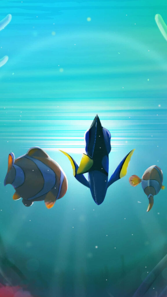 Undersea Adventure Blue Tang and Clownfish Mobile Wallpaper
