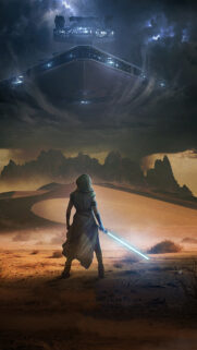 Star Wars Desert Jedi Warrior Silhouette Phone Wallpaper