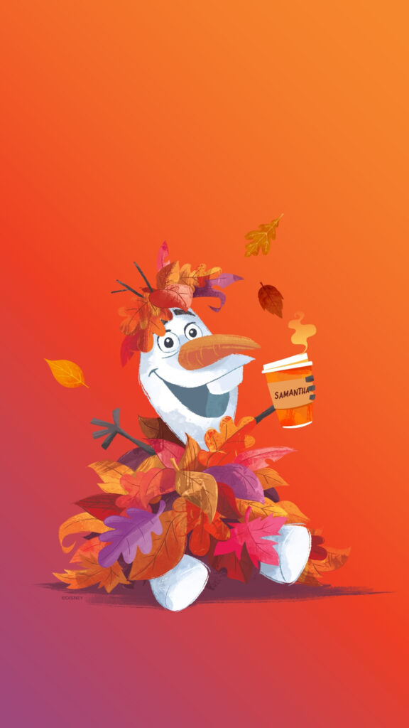Olaf Autumn Theme Disney Character Cute Mobile Wallpaper