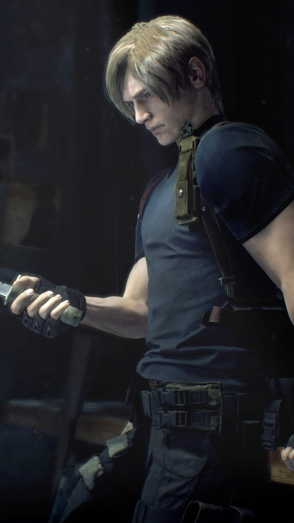 Leon Kennedy Combat Ready Pose Mobile Wallpaper